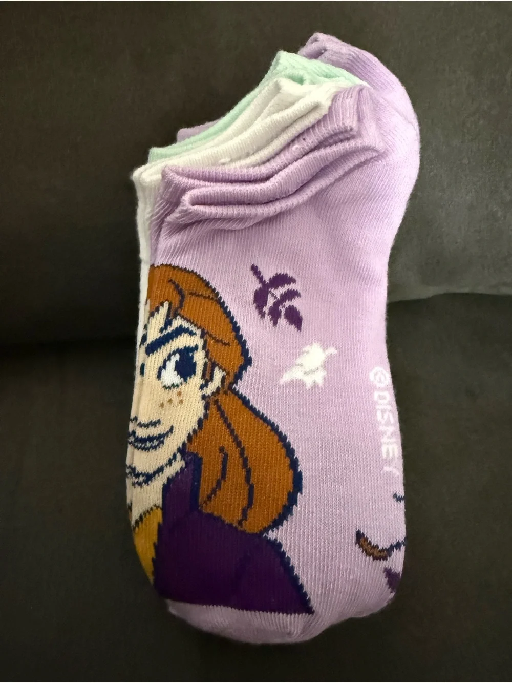 Disney Frozen Light Blue No-Show Kids Socks with Elsa & Anna